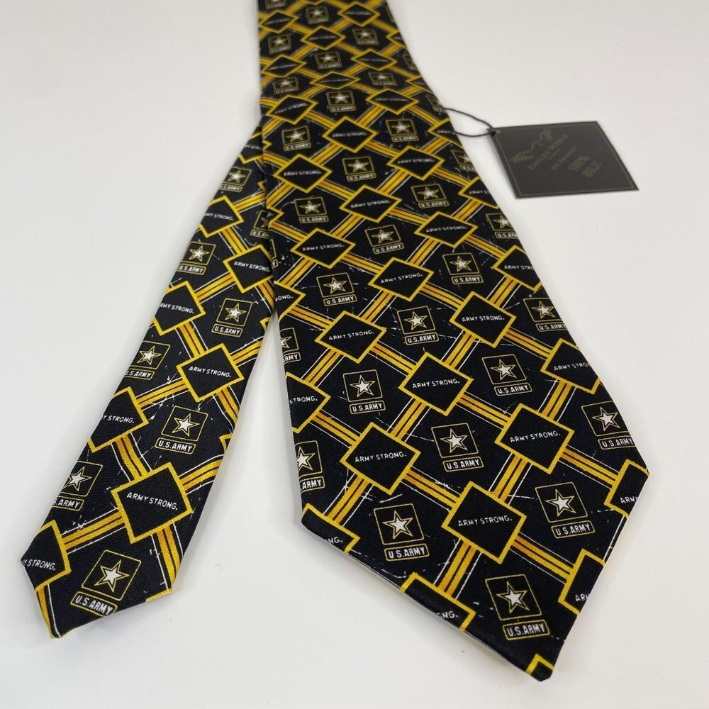 Eagles Wings ARMY Mens Geometric Necktie Silk NWT Black Gold‎ Classic